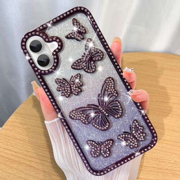 Other - IPhone 16 Glitter Diamond Shiny Butterfly Clear Case, 20J-712PH001